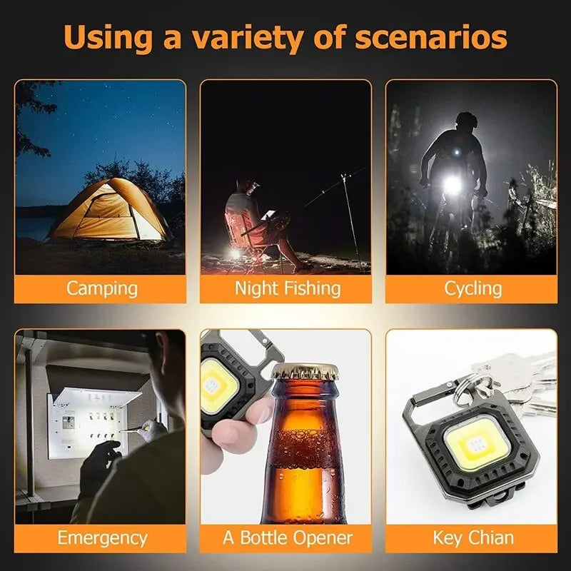 Mini LED Flashlight - Magnetic COB USB Rechargeable Work Light with 800 Lumens, 7 Modes for Camping & Outdoor Use