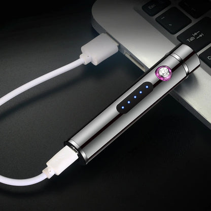 USB Rechargeable Cylindrical Dual Arc Plasma Lighter – Portable Metal Cigarette Lighter
