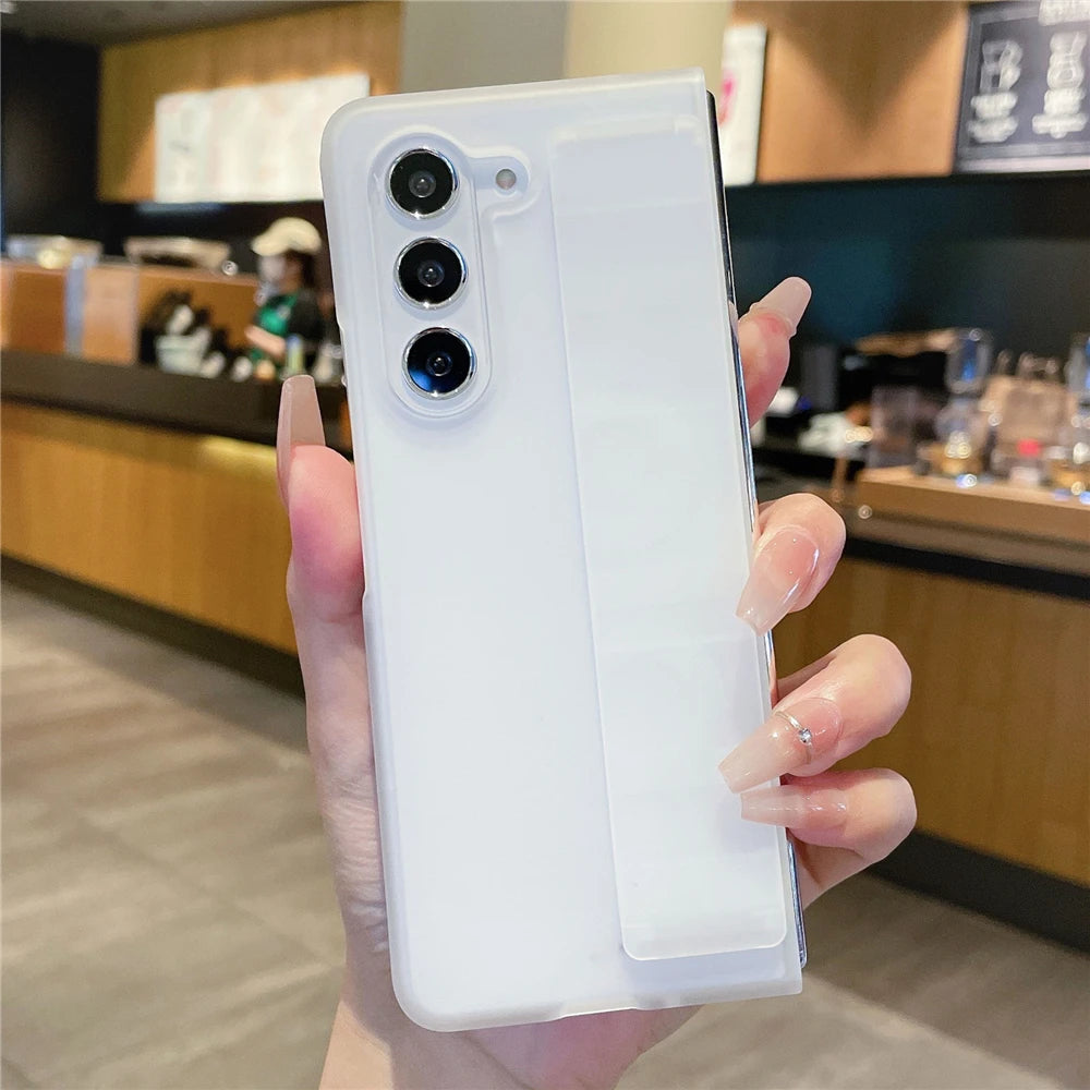 Samsung Galaxy Z Fold Series Phone Case - Ultra-Thin Matte Hard Cover with Soft Silicone Wrist Strap Bracket