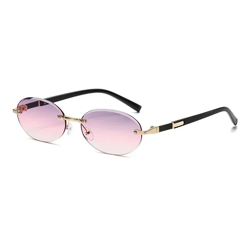 Rimless Rectangle Sunglasses – Unisex Small Square Fashion Shades, Lightweight UV Protection for Summer Travel