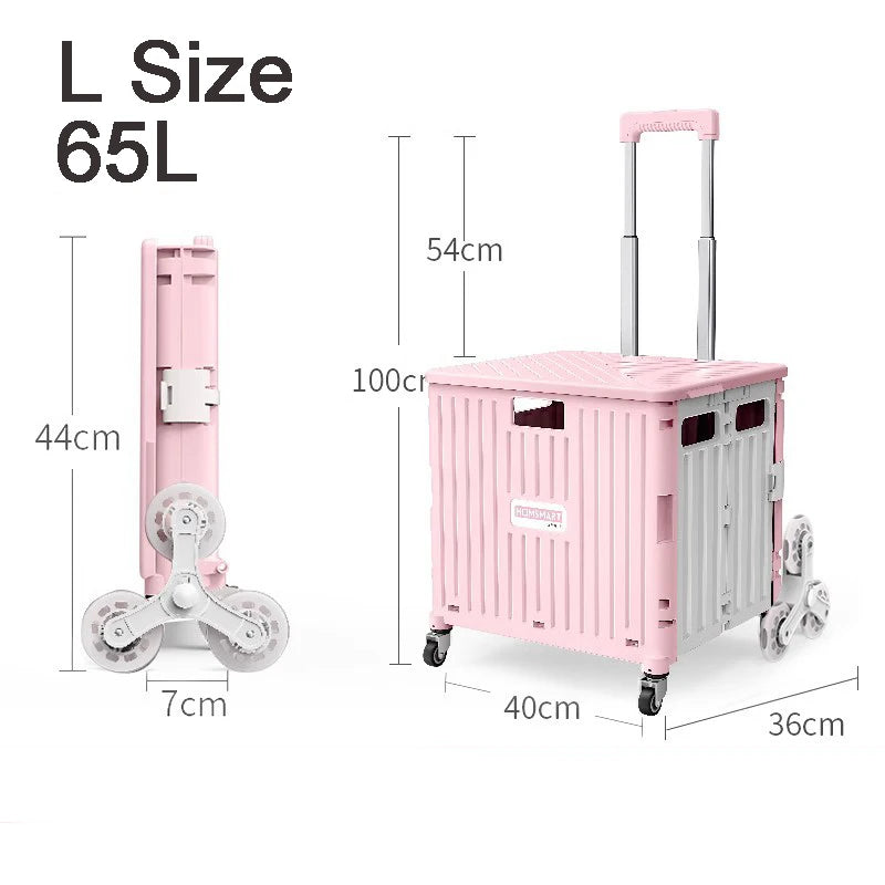 45/65L Folding Shopping Cart Trolley – Portable Home Cart with 2/4/8 Wheels