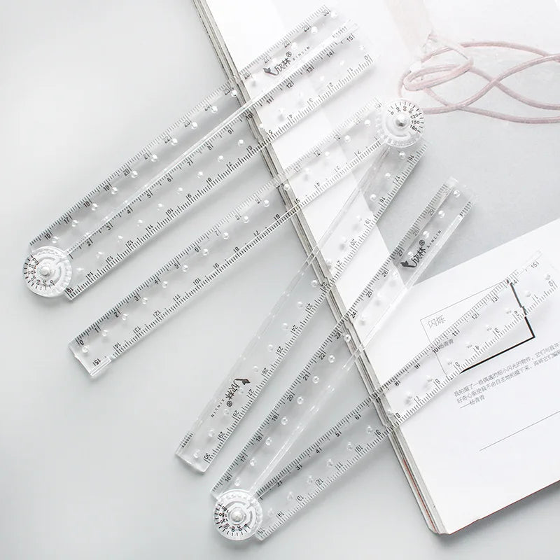 MOHAMM Folding Acrylic Ruler – Portable Measuring Tool for School, Office & Study Use, Durable Transparent Stationery Ruler