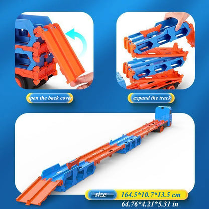 Large Car Transporter Truck with Folding Track - Alloy Racing Vehicle Storage, Competitive Games for Boys, Novel Children's Gift