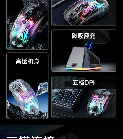 Aula SC630 Custom Gaming Mouse – 3-Mode 2.4G/Bluetooth/USB with Charging Base, Energy-Saving Esports Mouse for PC