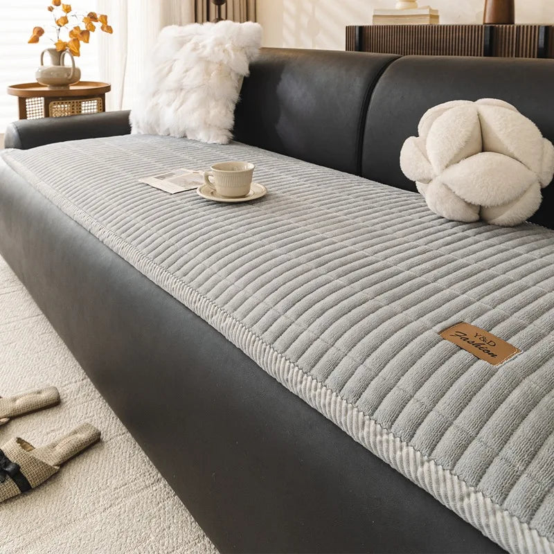 Flannel Sofa Cover - Thickened Non-Slip Couch Protector for Autumn & Winter