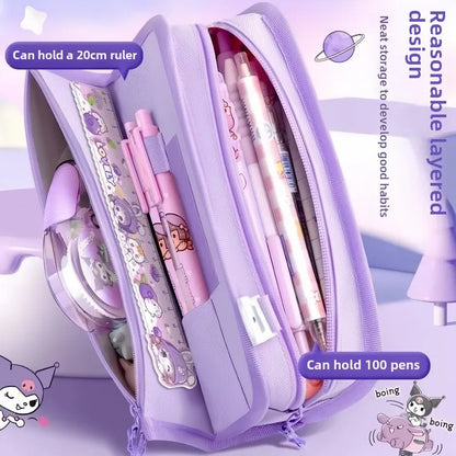 Sanrio Kuromi Pencil Case – Large Capacity Cartoon Stationery Box for Children, Wholesale