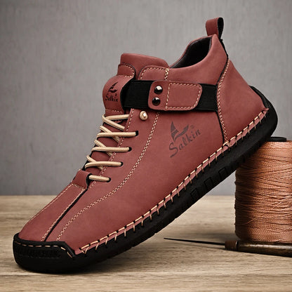 2024 Handmade Leather Casual Men’s Shoes - Breathable Sneakers & Ankle Boots for Outdoor Wear