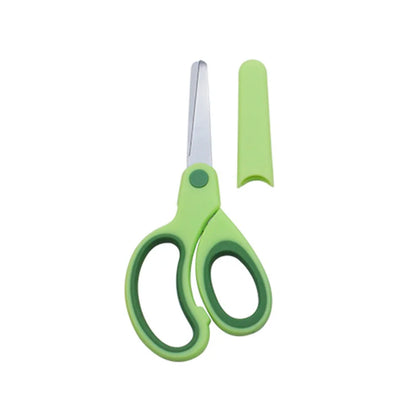 Kids Safety Scissors — Left-Handed Student Scissors with Sleeve for DIY, Paper Cutting & Stationery