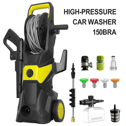 2200W Electric High Pressure Washer – 150 Bar with 4 Quick-Connect Nozzles & 10m Hose for Cars, Gardens & Terraces