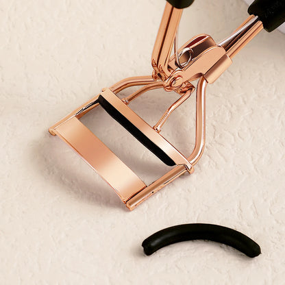 Portable Eyelash Curler - Stainless Steel Lash Curling Tool with 15 Silicone Pads