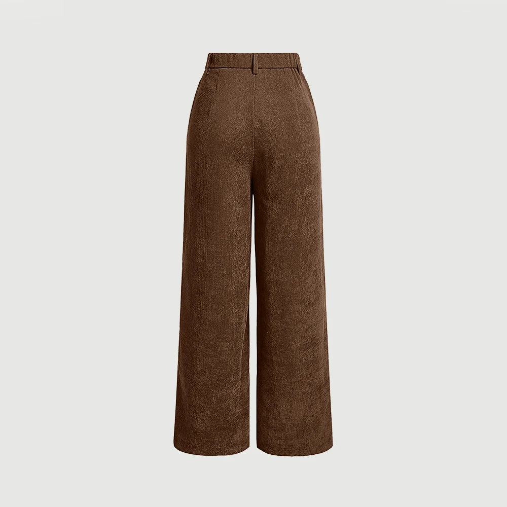 Mia Muse Women's All-Season Casual Pants – Retro Vintage Pocket, Natural Waist, Full Length for Any Occasion
