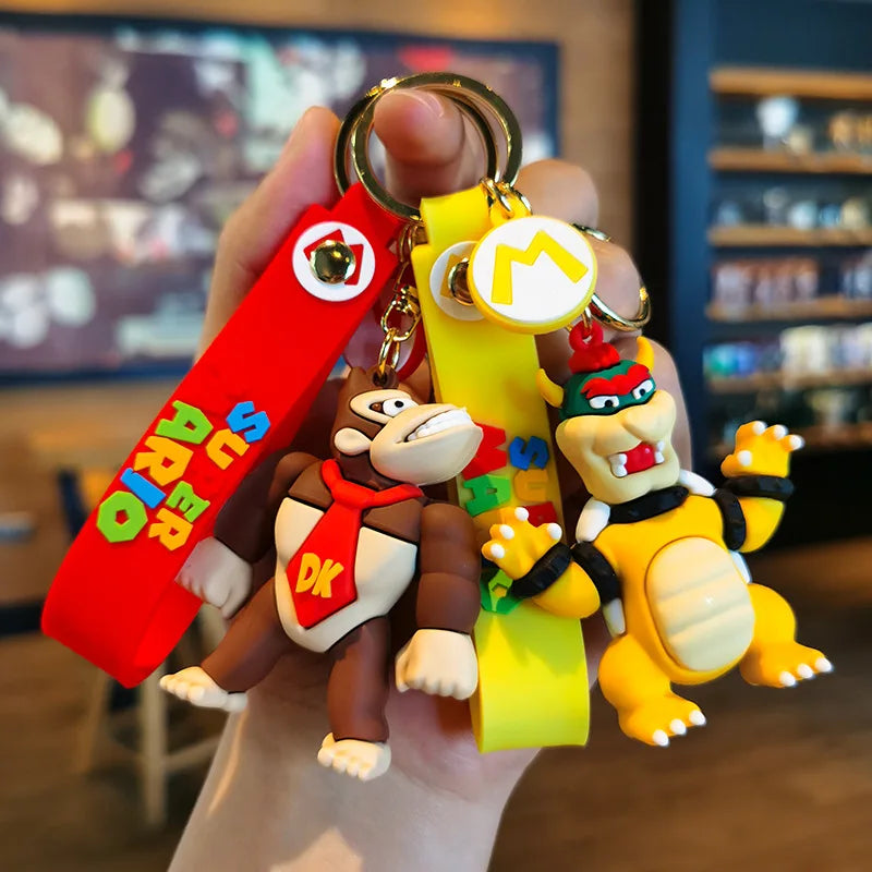 10 Styles Super Mario Keychain - Mario Bros, Luigi, Toad, Yoshi, Bowser Action Figure Model PVC Cartoon Bag Doll Pendant Toys - Perfect Gift