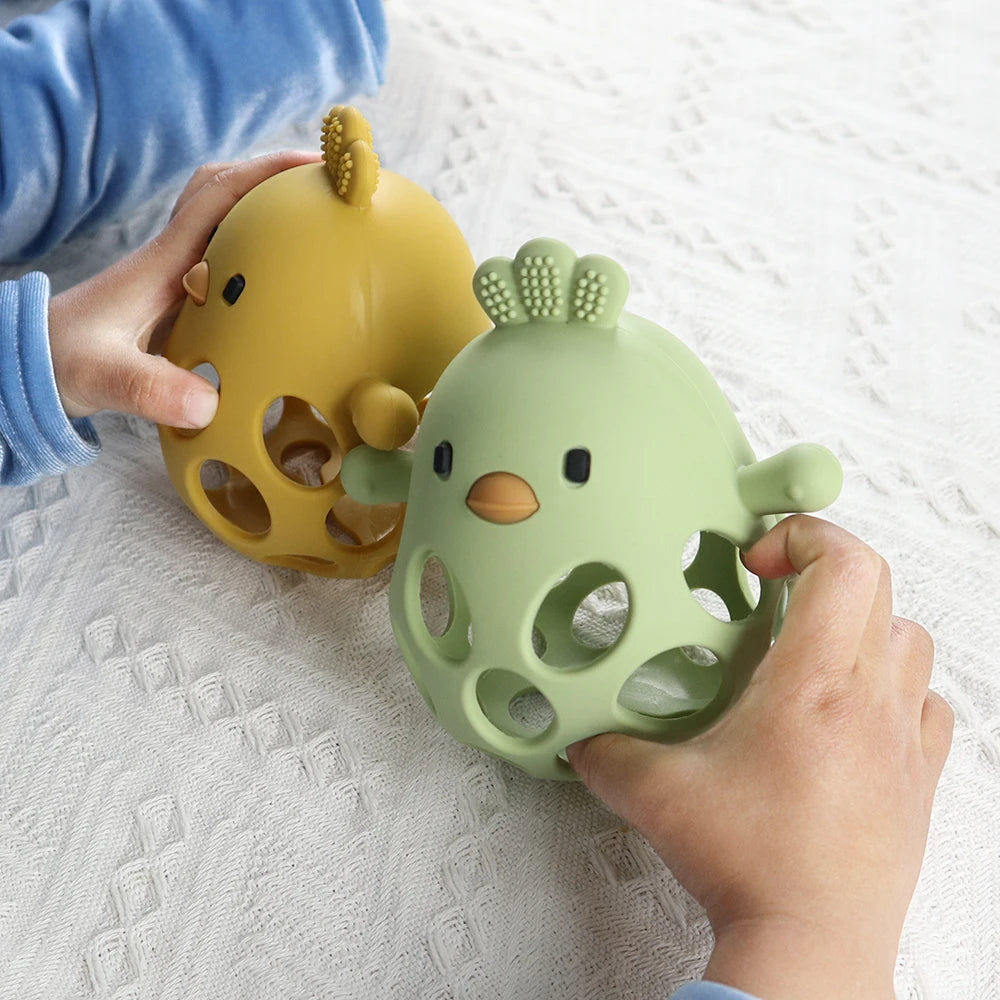 Baby Chick Silicone Teether - Cartoon Hollow Chewing Toy for Infant Teething Training & Care