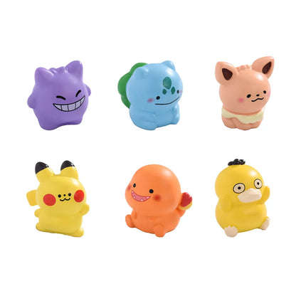 6Pcs Pokemon Anime Figure Set - Gengar Pikachu Bulbasaur Luminous Mini Ornaments Charmander Toys Collection Gift