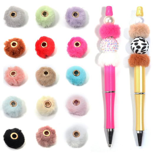 10pcs Plush Fur Ball Beads – Multicolor Pompom Spacer Beads for DIY Jewelry, Earrings & Bracelets
