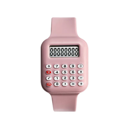 2026 Kids Digital Watch with Calculator - Rubber Strap Electronic Watch for Girls with Time & Date Display
