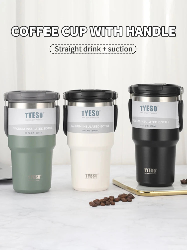 Tyeso Double-Layer Insulated Coffee Cup – Large Capacity Portable Stainless Steel Ice Cream Cup