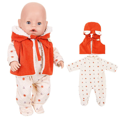 43cm Baby Doll Clothes Set – Leather Jacket, Pants & Rompers for 18-Inch American Dolls, Winter Outfit