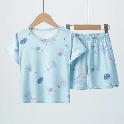 Kids' 2-Piece Summer Outfit Set - Cute Short Sleeve Top and Shorts for Boys & Girls
