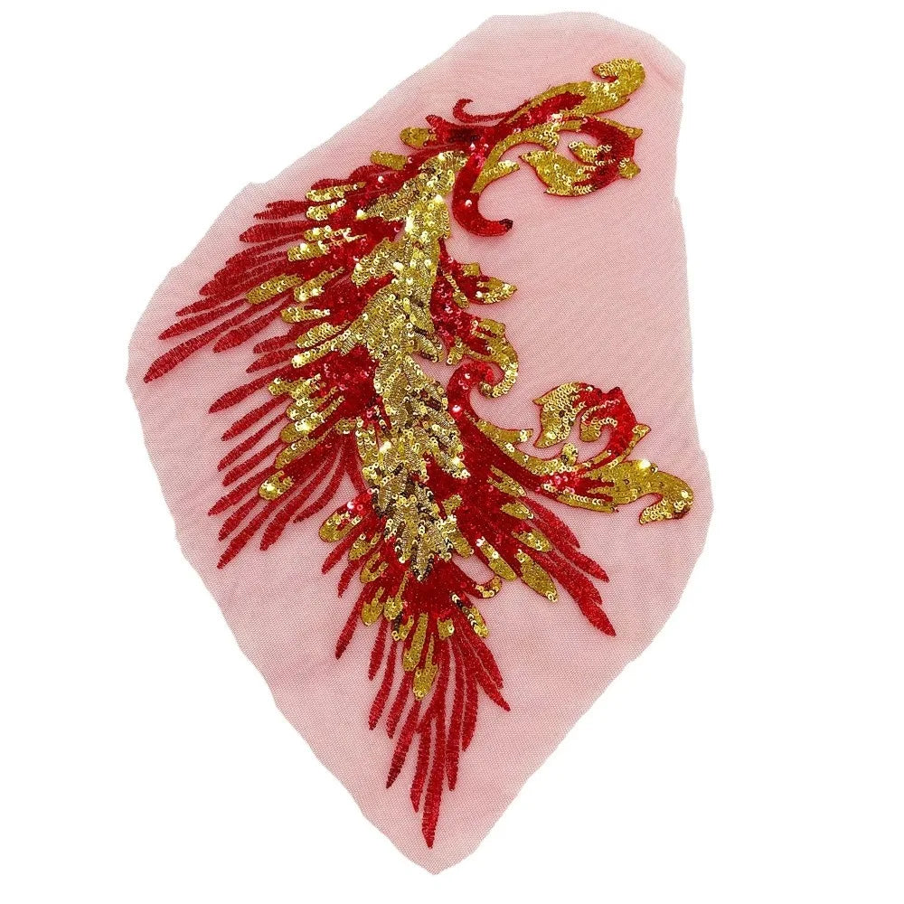 Phoenix Feather Sequin Embroidery Patch - DIY Clothing & Dress Applique Décor