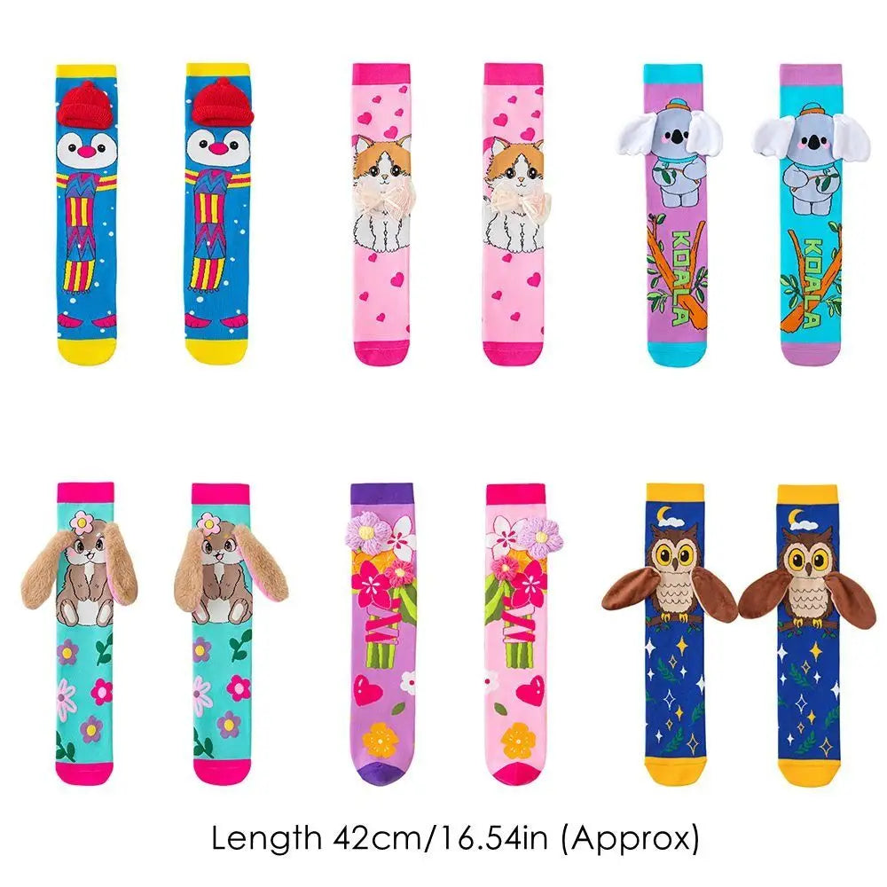 Cute Cartoon Penguin & Koala Knee-High Socks – Breathable 3D Long No-Heel Socks for Kids