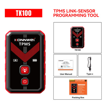 KONNWEI TK100 TPMS Programming Tool - 315/433MHz Tire Pressure Sensor Activator & Reset Tool with Lifetime Free Upgrades