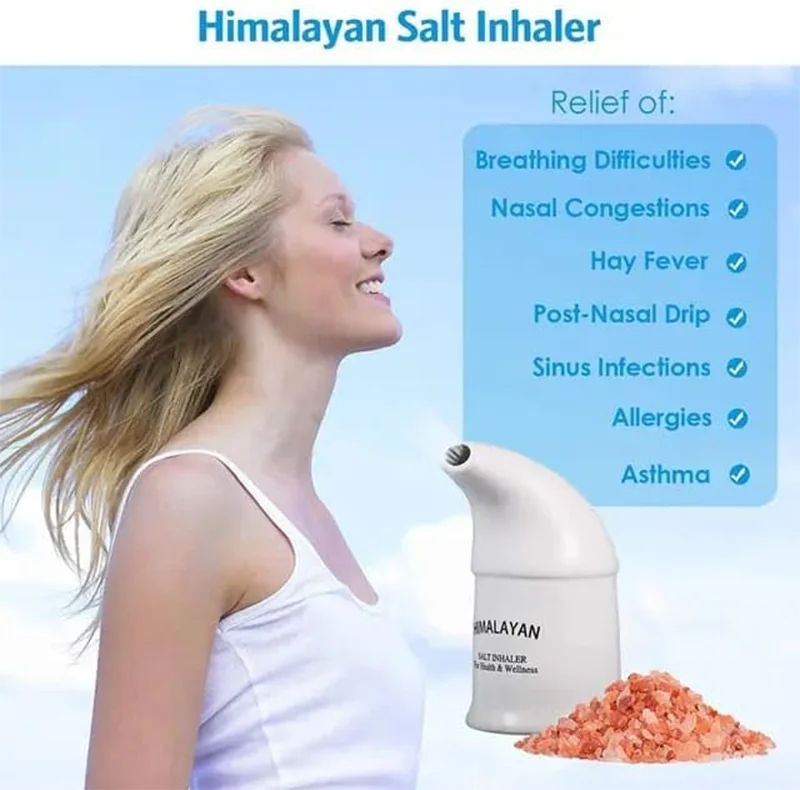 Ceramic Himalayan Salt Inhaler Humidifier | Portable Respiratory Cleaner & Stress Reliever