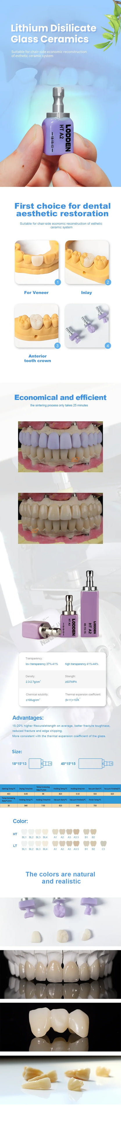 10pcs Lithium Disilicate C14 Glass Ceramic Blocks — HT/LT CAD/CAM Dental Lab Materials for Veneers & Dentistry