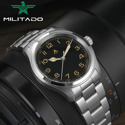 Militado ML08 Vintage Quartz Watch – VH31 Movement, Sapphire Crystal, 10Bar Waterproof, BGW9 Luminous Stainless Steel Men’s Watch