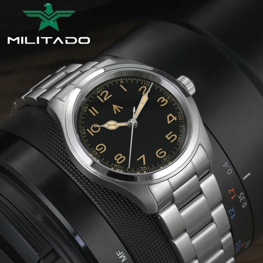 Militado ML08 Vintage Quartz Watch – VH31 Movement, Sapphire Crystal, 10Bar Waterproof, BGW9 Luminous Stainless Steel Men’s Watch