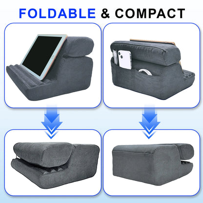 Xnyocn Foldable Tablet Pillow Stand – Soft Lap & Desk Holder with Stylus Pocket for iPad Pro