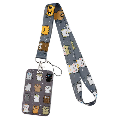 Cartoon Cat Lanyard Keychain – Multifunctional ID Card Badge Holder, Camera USB, Phone Neck Strap Accessories