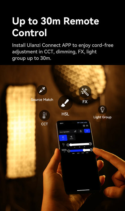 Ulanzi VL-120Bi VL-120C 120W V-Mount COB Light – Wireless APP Control, 2700K-6500K Video Light for Skit Video Photography