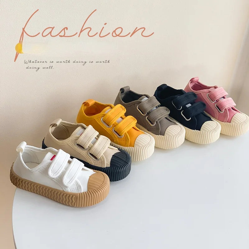 Children’s Canvas Shoes — Boys & Girls Spring/Autumn Breathable Toddler Shoes with Soft Sole & Hook-and-Loop Closure