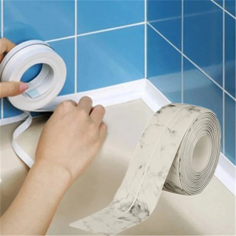 Bathroom and Kitchen Accessories - Self-Adhesive Waterproof Caulk Strip Tape for Shower, Bath, Sink, and Wall Sticker
