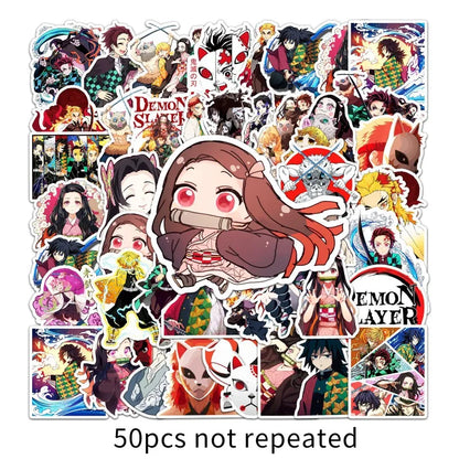 Demon Slayer Anime Stickers - Kamado Nezuko and Tomioka Giyu Cartoon Graffiti Decals for Laptops, Notebooks, and DIY Decorations