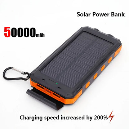 ONEPLUS 50000mAh Solar Power Bank – Portable External Battery Charger with LED Light for iPhone & Samsung