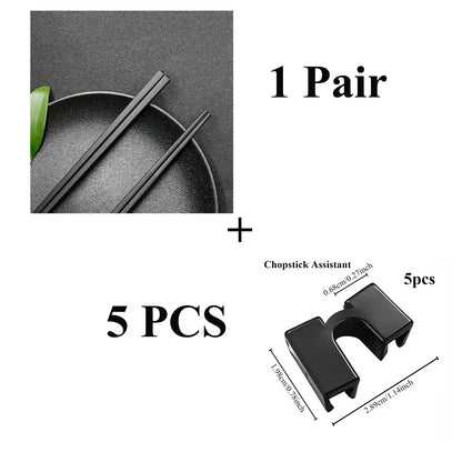 Reusable Black Alloy Chinese Chopsticks – Food Grade, Safe Bamboo, High-Temperature Sterilizable Sushi Sticks