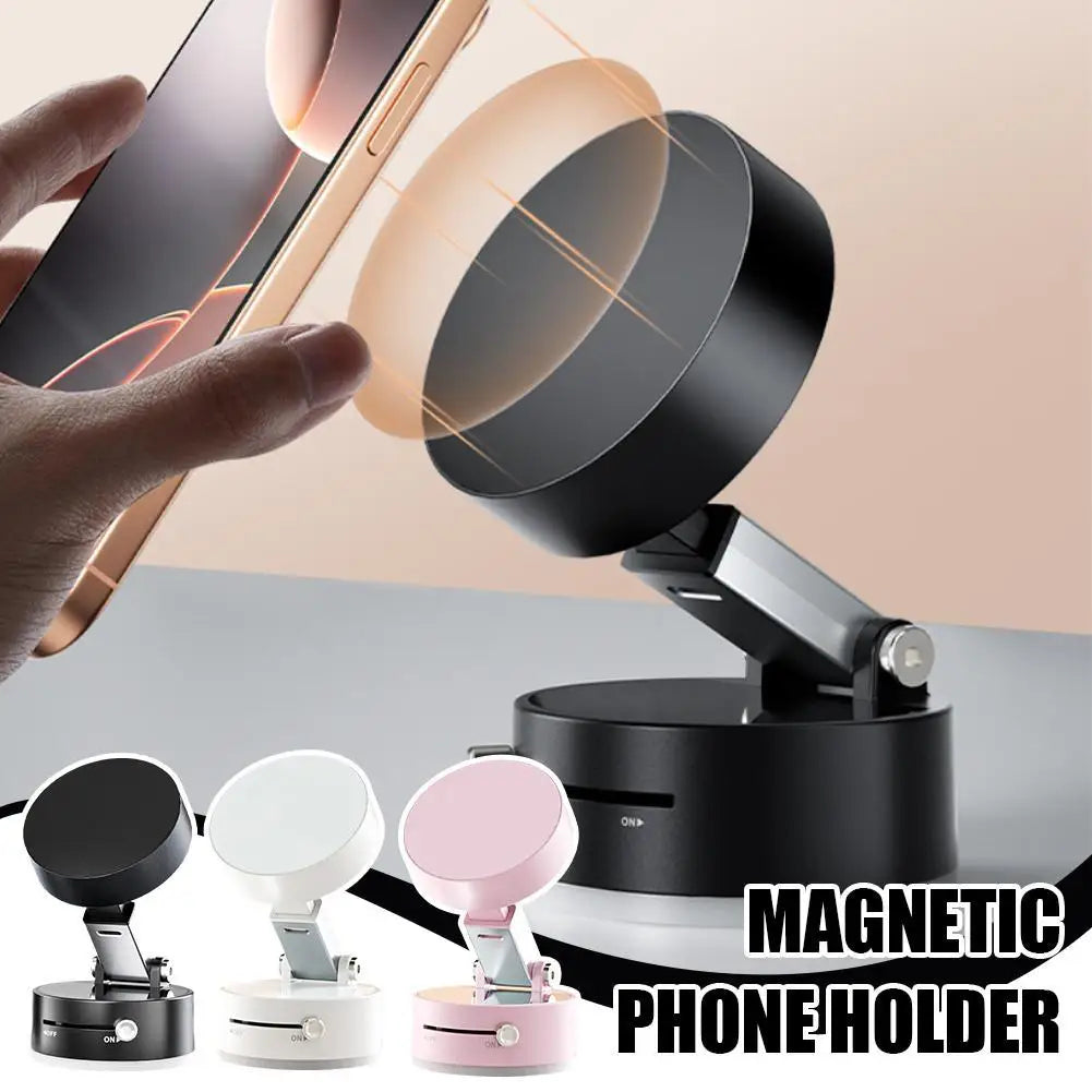 Vacuum Adsorption Magnetic Phone Mount – Double-Sided Hands-Free Magnetic Holder for Car, Gym, Mirror, Smooth Surfaces