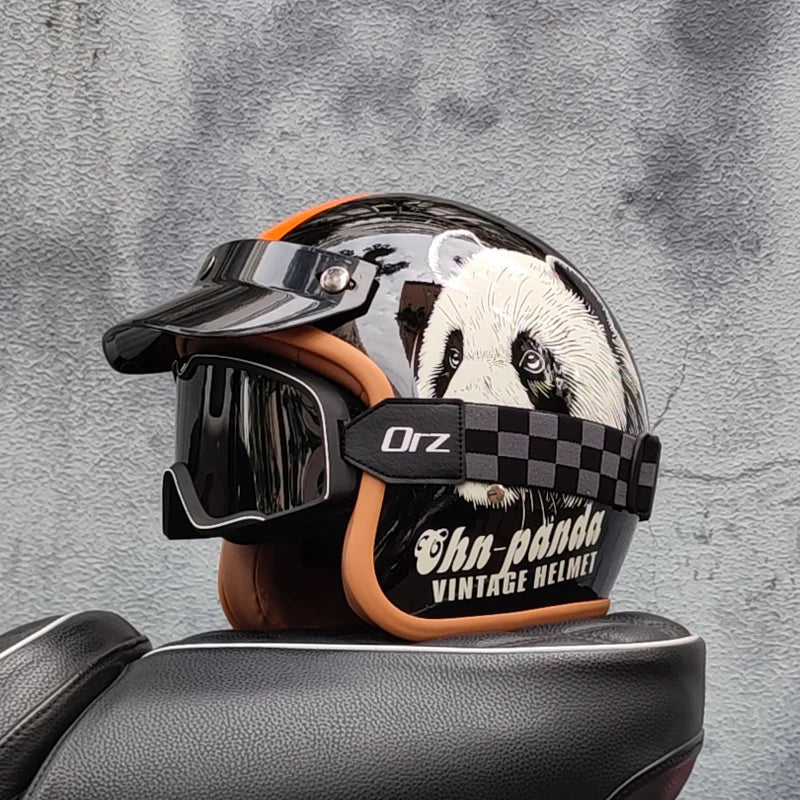 Retro 3/4 Semi-Open Motorcycle Helmet — Cross-Country Winter Riding Accessories