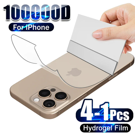 Hydrogel Back Screen Protector for iPhone - Soft Clear Protective Film for iPhone 7 to iPhone 16 Pro Max (4-Pack Options)