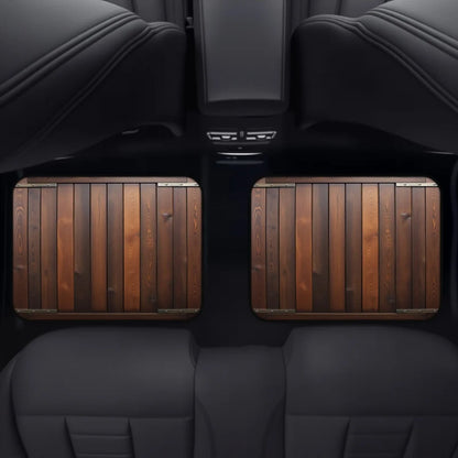 4-Pack Vintage Wood Grain Car Floor Mats - Heavy-Duty SUV, Pickup Truck & Trunk Liners
