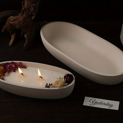 DIY Concrete Candle Boat Silicone Mold | Elliptical Gypsum Storage Tray | Candle Cup Mold