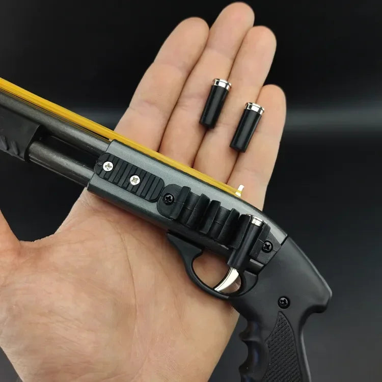 Mini Alloy Rubber Band Rifle – 8-Burst Toy Gun Pistol Model Ornament | Fun Christmas Gift for Boys