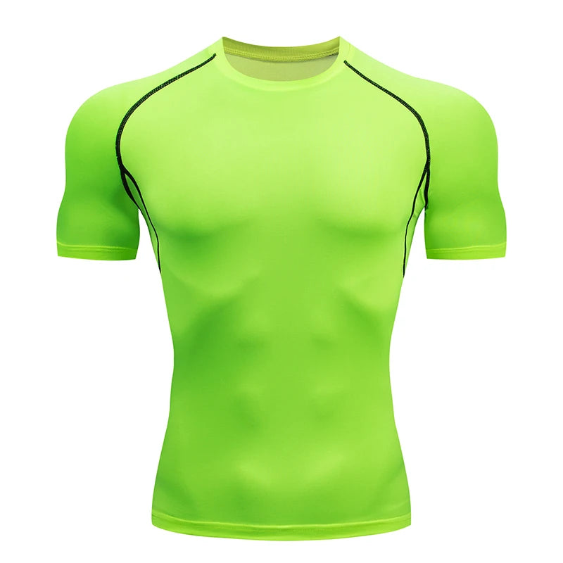Men's Short Sleeve Compression Running T-shirt: Gym Fitness Sport Tees - Sweat-Wicking Athletic Tops for Jogging Tracksuits