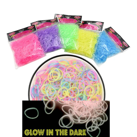 600pcs Fluorescent Glow Bracelet Kit - DIY Rubber Loom Bands for Kids Party Crafts, Wrist & Necklace Making Supplies