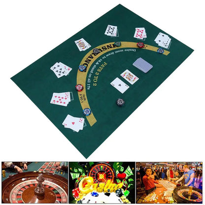 Double-Sided Tabletop Casino Felt Layout Mat – Professional Poker, Texas Hold'em & Blackjack for Roulette Games