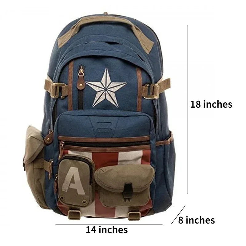Marvel Avengers Deadpool & Captain America Backpack – Anime Cartoon High-Capacity Travel and Outdoor Leisure Bag