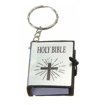 Mini English Holy Bible Keychain - Christian Jesus Cross & Muslim Keyring, Prayer God Bless Charm for Women’s Bag