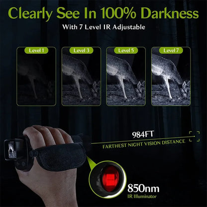 1080P HD Monocular Night Vision Scope – 5X Zoom Infrared Hunting Telescope, 300m Range in Full Darkness